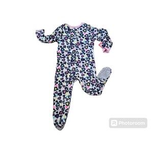 New With Tags Kidgets 3T Sleeper Zip Up Footed Pajamas Heart Leopard Pattern
